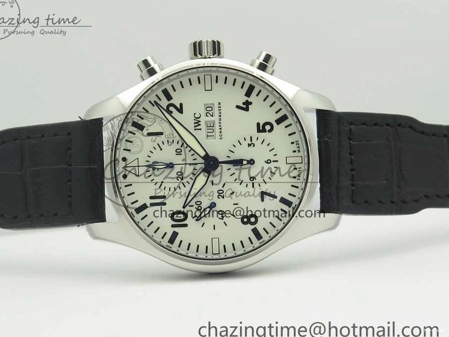 MIROTIME 0712 Pilot Chrono 377725 SS ZF 1:1 Best Edition White Dial on Black Leather Strap A Soft 7183
